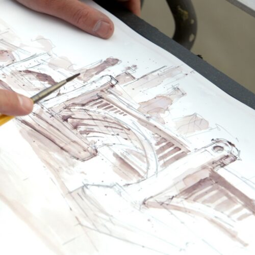 Sketching Southwark Bridge with architect Benedict O'Looney